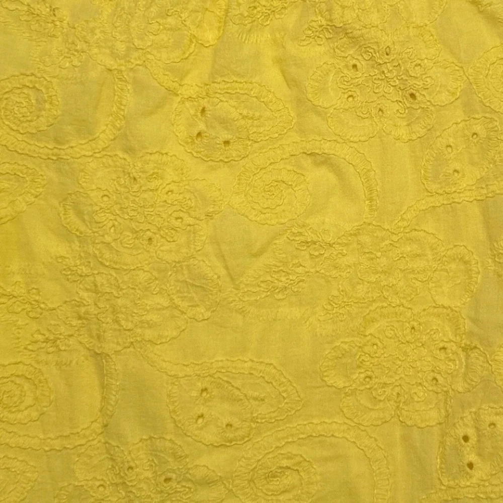 Nanette Lepore Womens Eyelet Ruffle Neck Sleeveless Shift Dress Size 2 Yellow - Picture 4 of 11